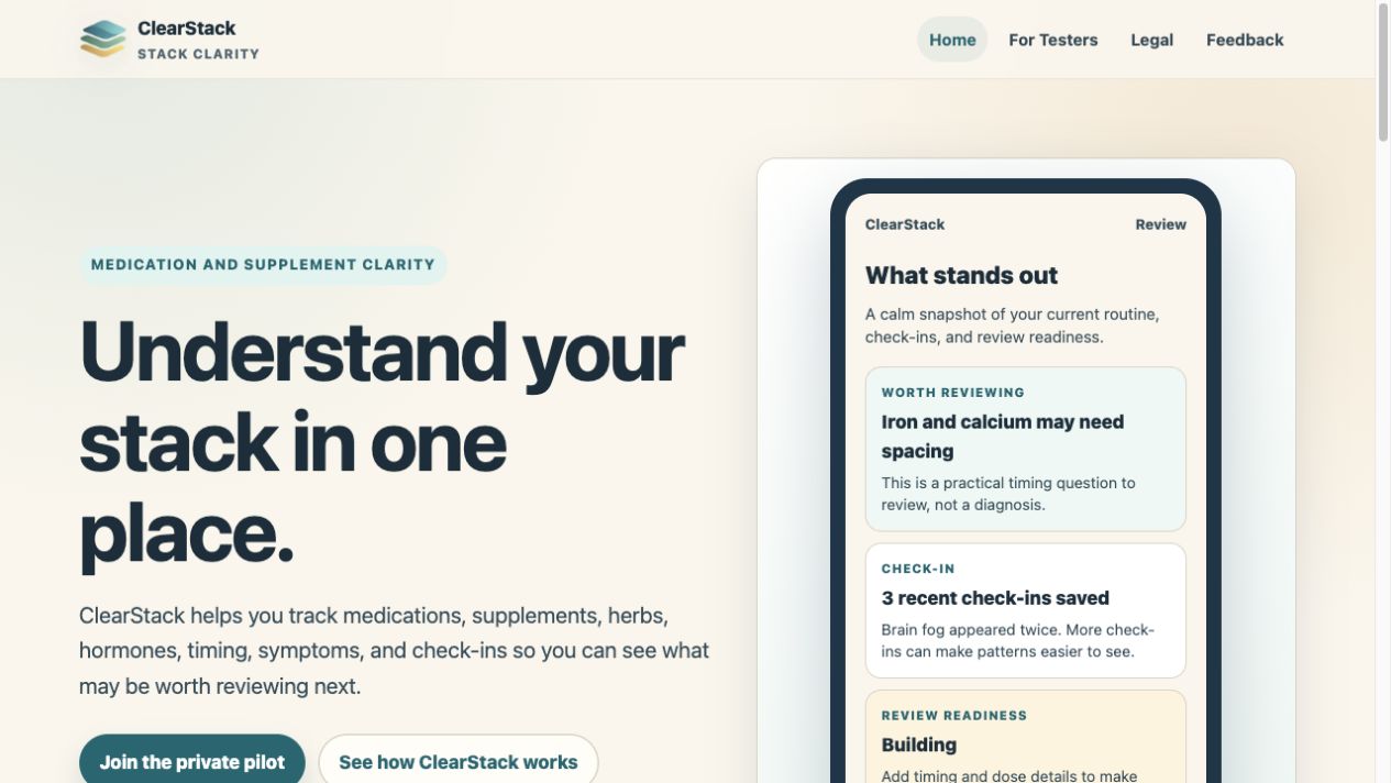 ClearStack Health software interface